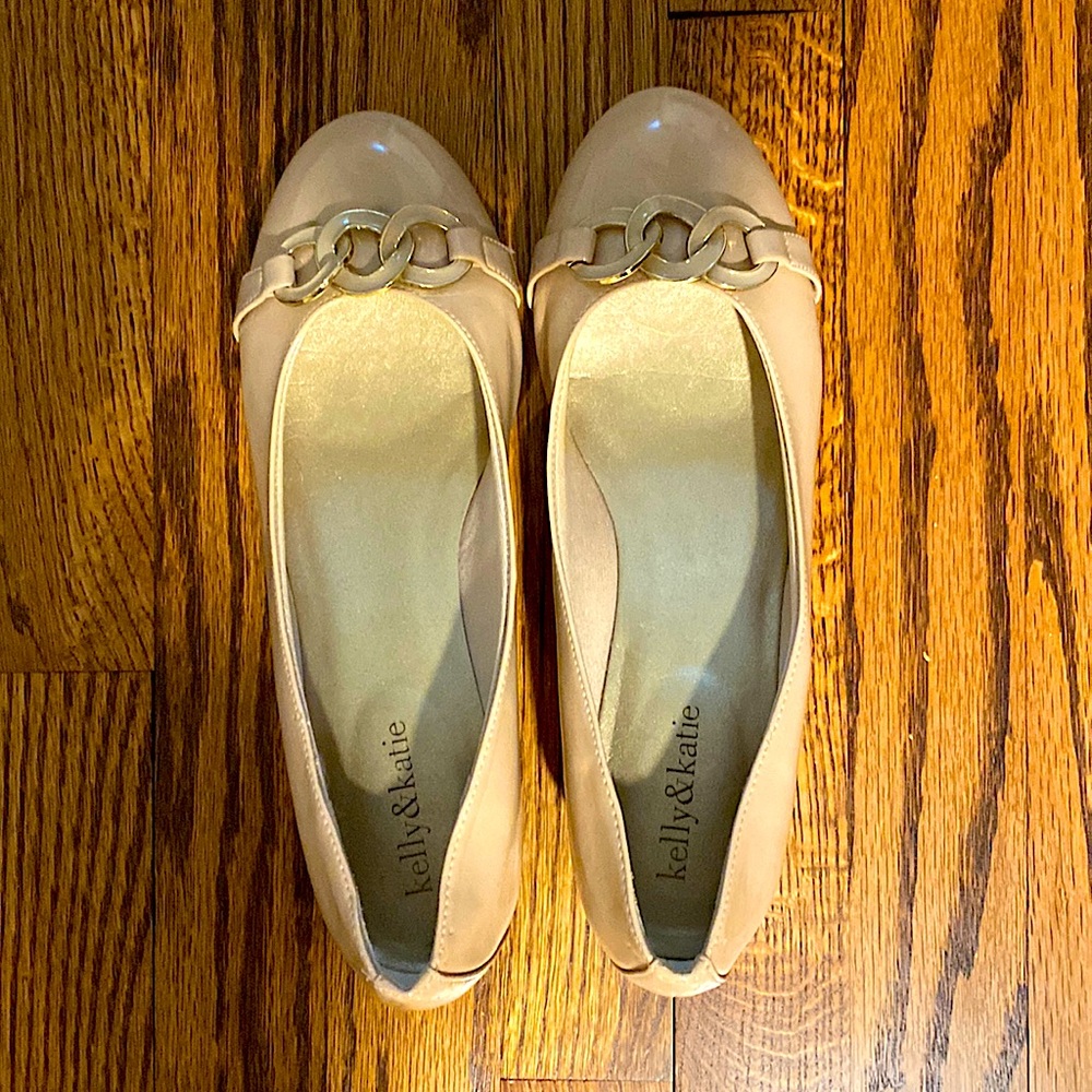 Wedged nude heels size 9.5 women worn only a few times very comfortable